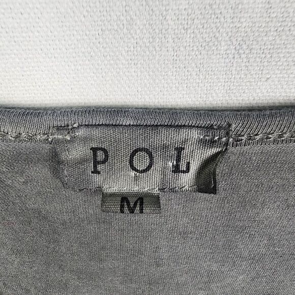 POL Gray Lace Crochet Racerback Tank Split Front Sz Medium Boho Hippie Festival - Picture 4 of 7